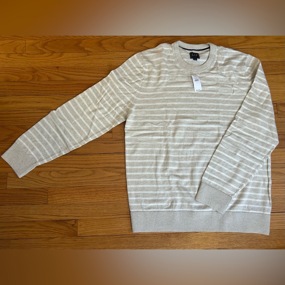 NEW GAP Men’s 100% Cotton Striped Crewneck Sweater Size Large